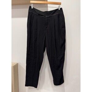 Helmut Lang Size 6 Pants Womens Navy Crepe Tapered Leg Relaxed Pleated Ankle